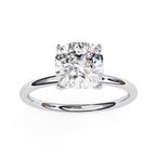 Lab grown cushion diamond ring with classic solitaire design
