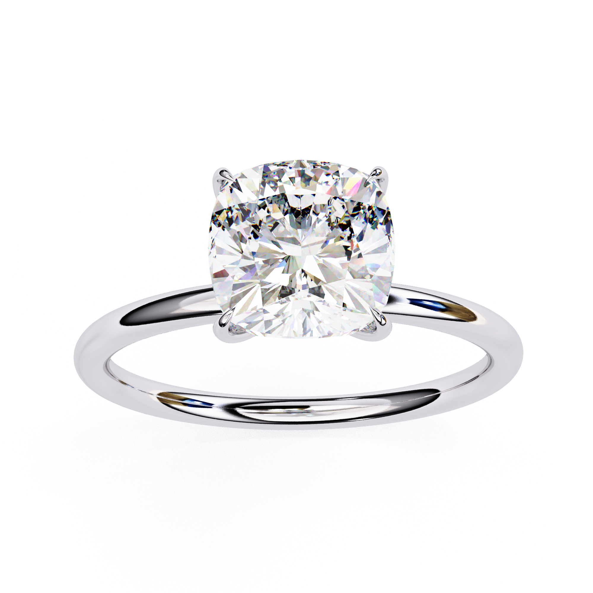 Lab grown cushion diamond ring with classic solitaire design