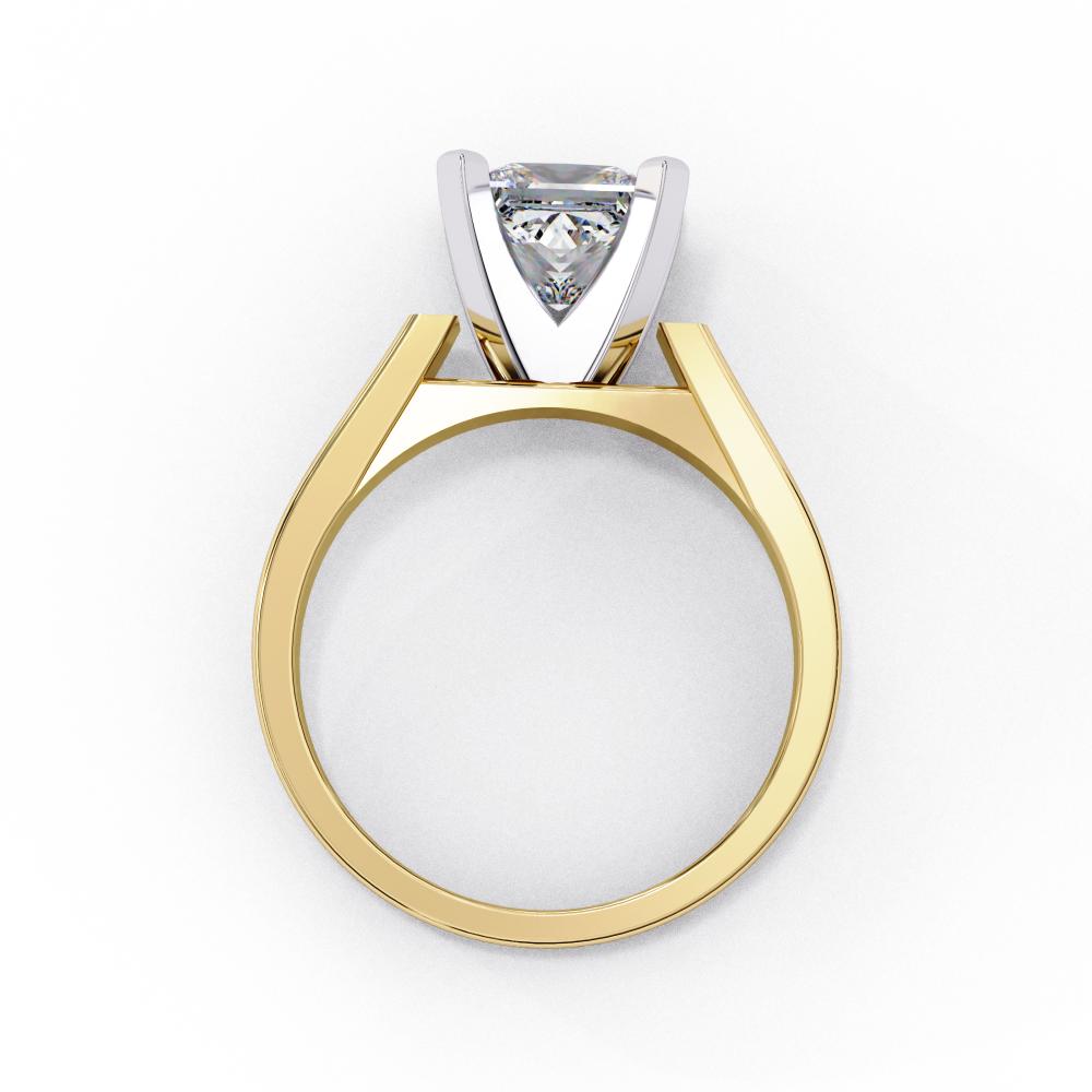 Tapered Band Princess Solitaire Engagement Ring in Gold