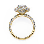 Elegant oval diamond halo engagement ring in gold