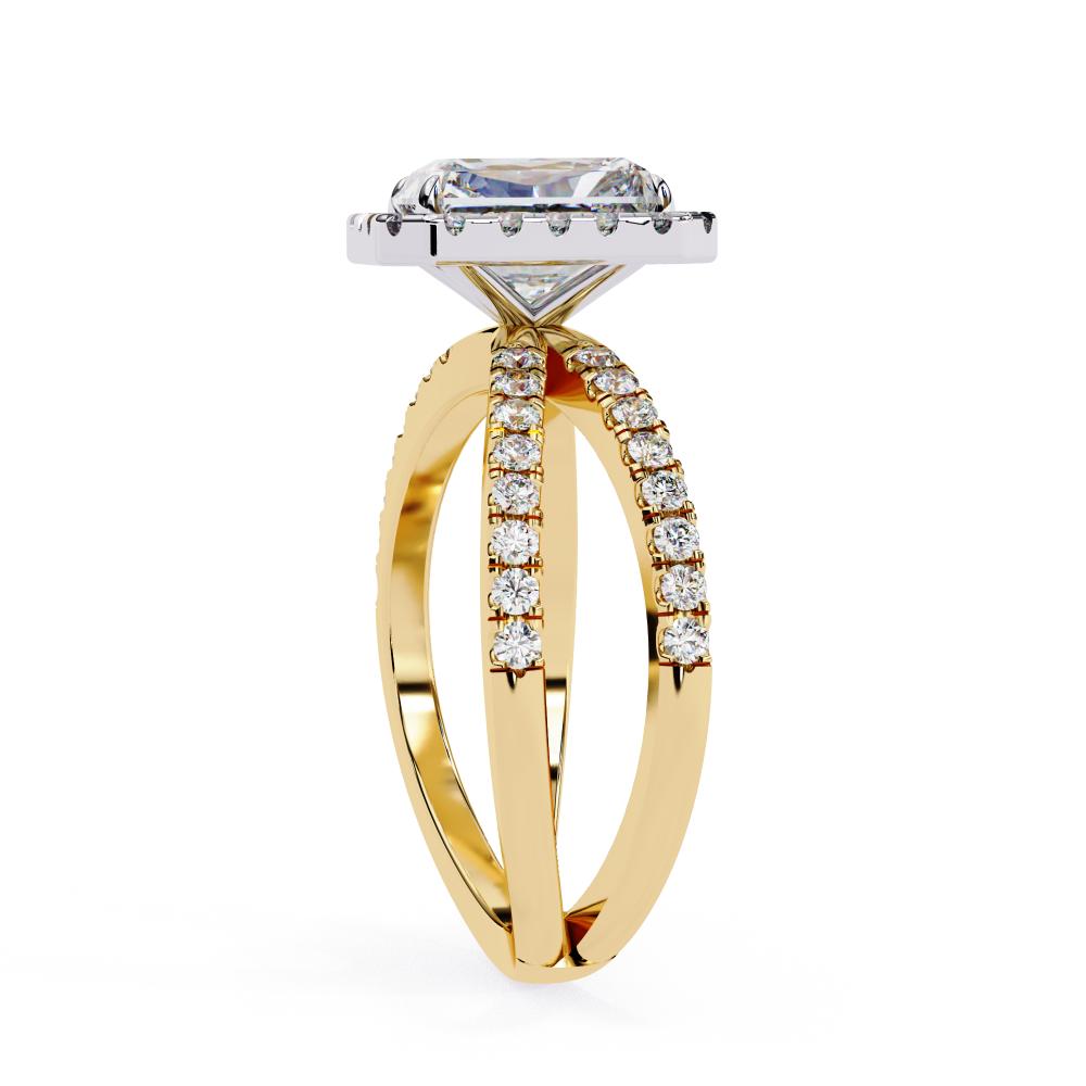 Elegant gold engagement ring with radiant diamond