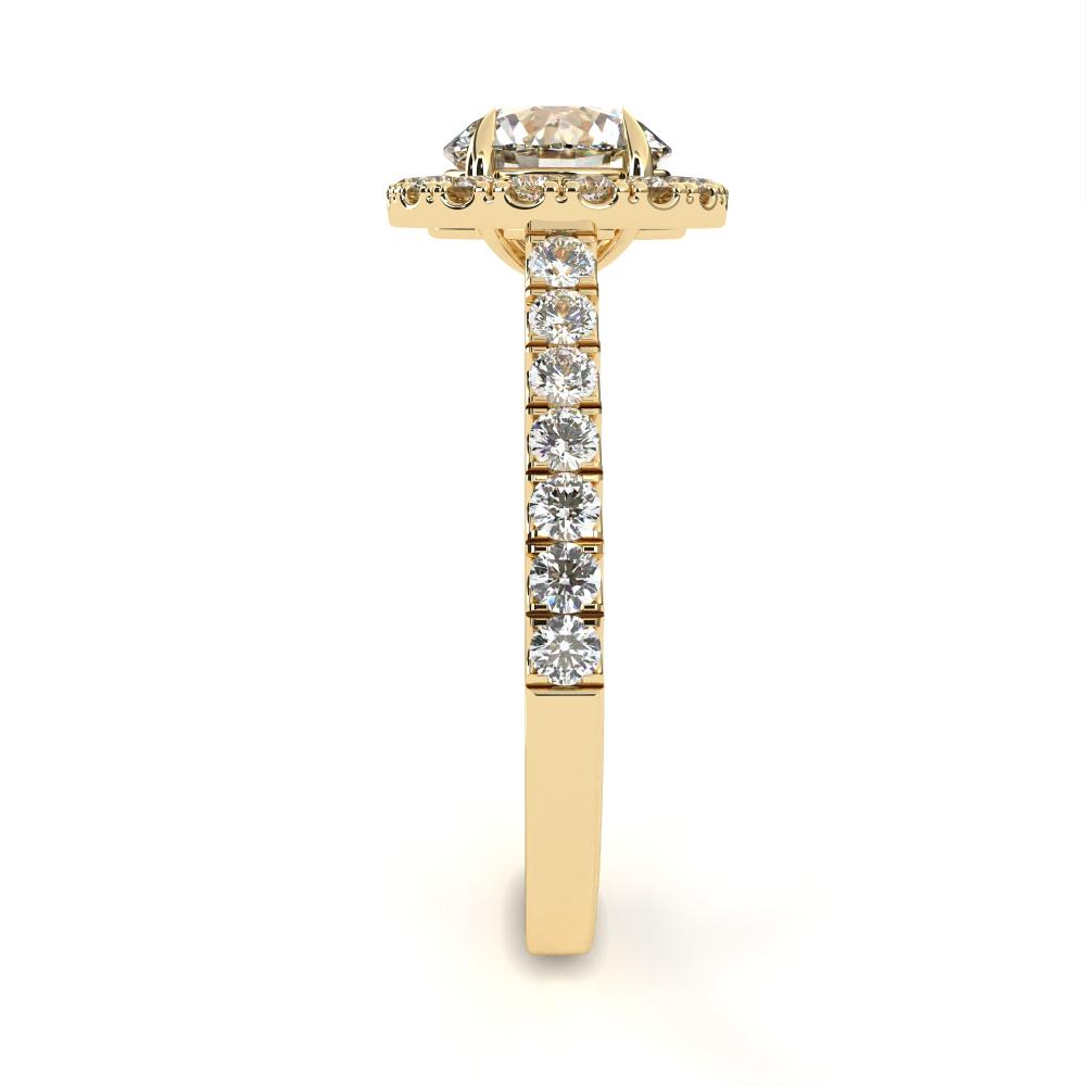 Gold ring with diamonds on a white background