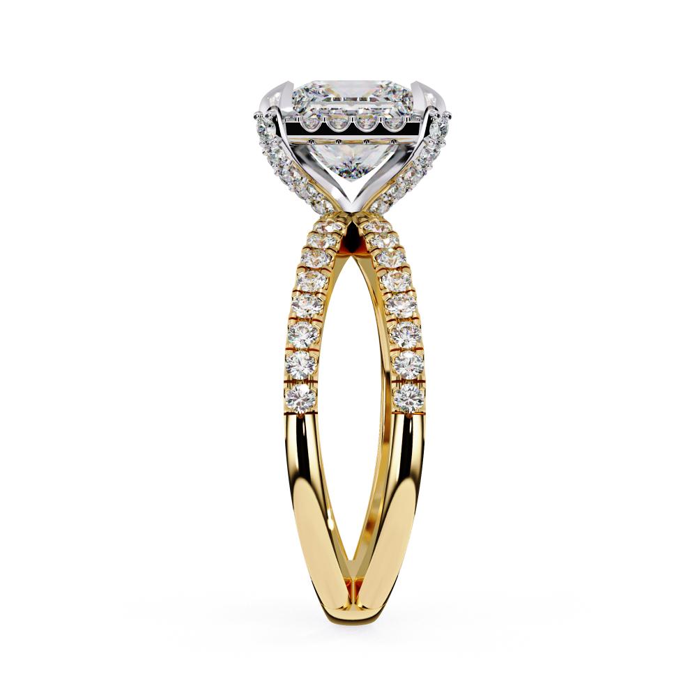 The Princess Halo Crossover Engagement Ring in Gold