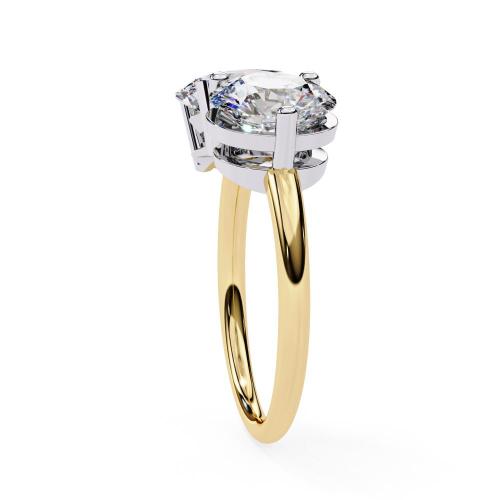 Oval and Round Cut Two-Stone Diamond Ring in Gold