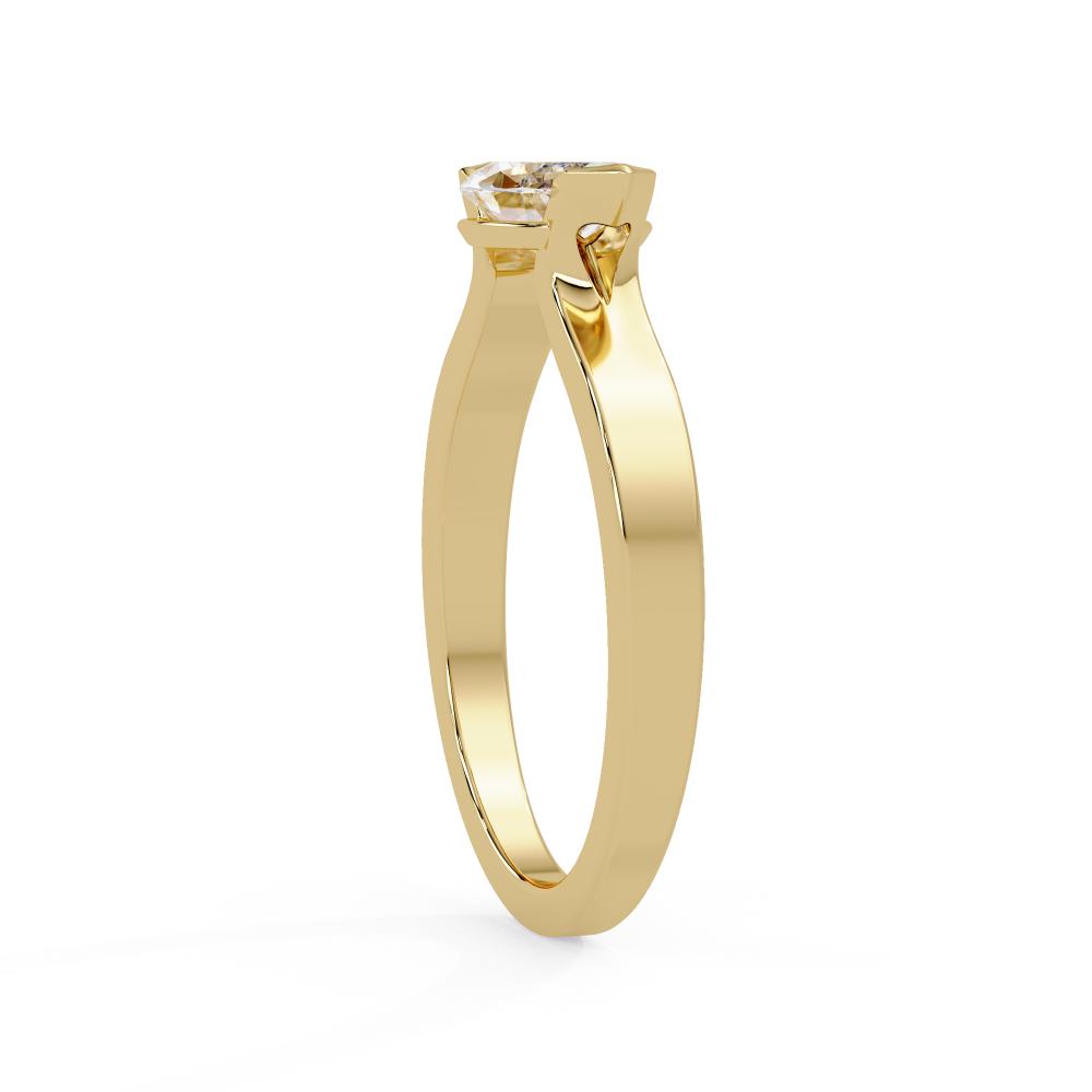 Marquise Diamond Half-Bezel Solitaire Ring in Gold