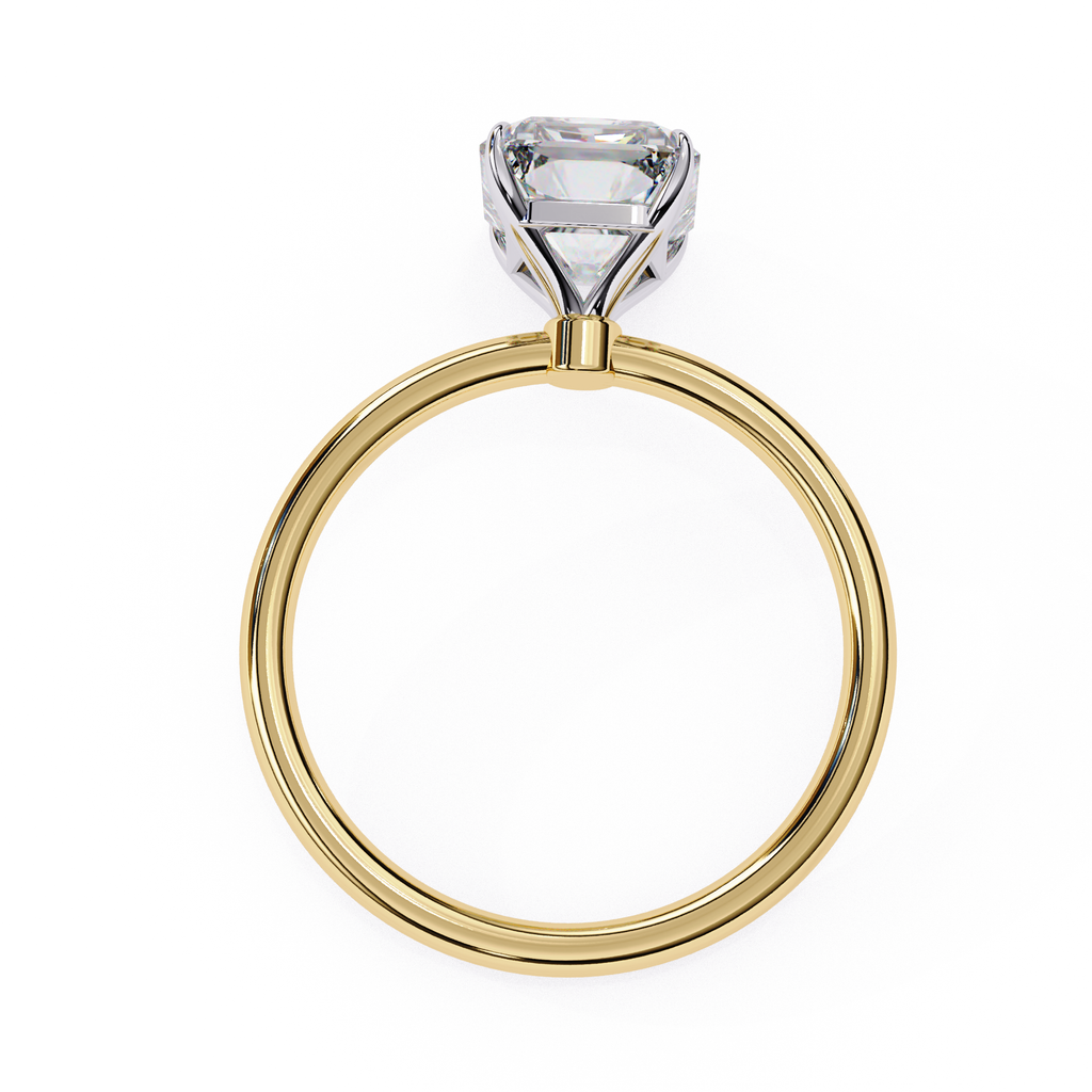 Solitaire diamond ring with Radiant cut and polished gold finish