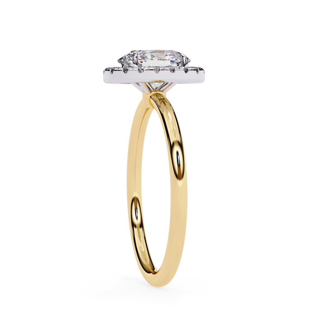 Geometric Oval cut diamond halo ring design