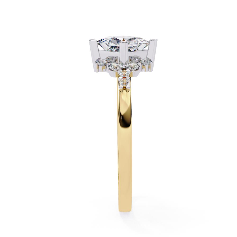 Princess Cut Diamond Floral Cluster Ring in Gold