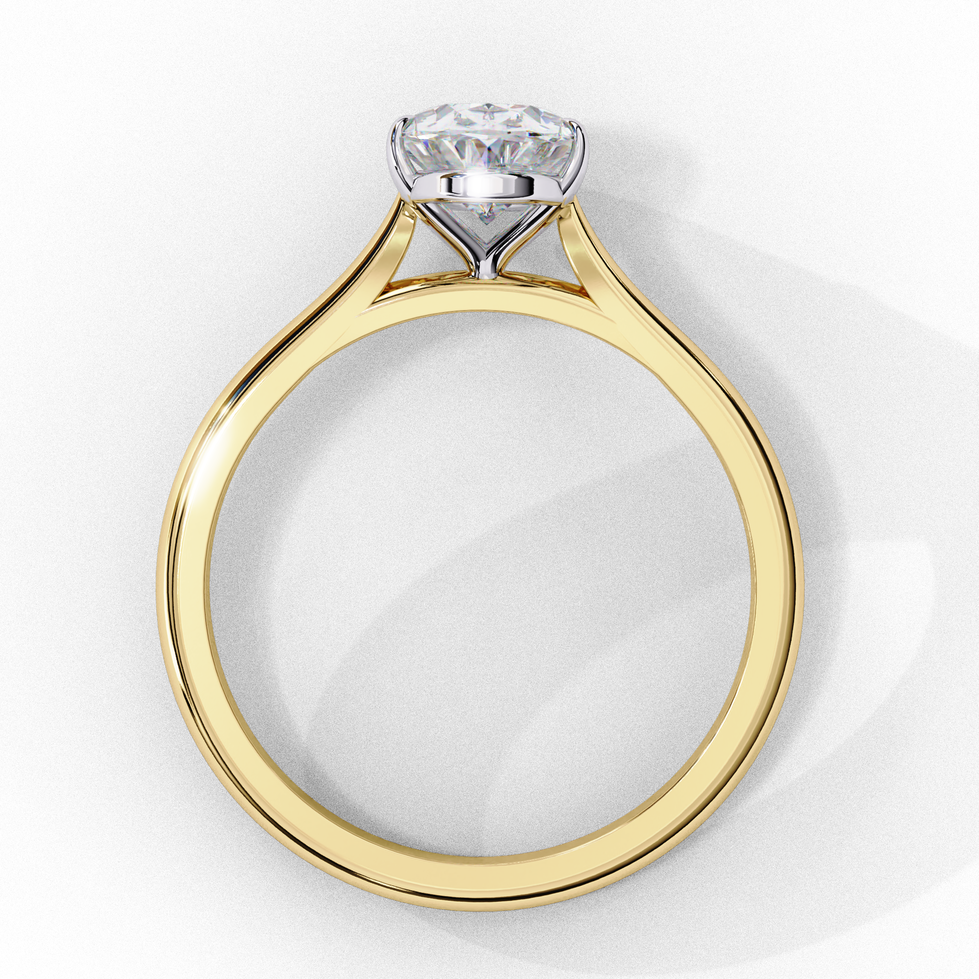 Solitaire diamond ring with Oval cut and polished gold finish