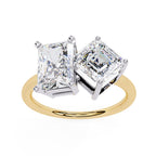 Diamond Engagement Ring for Women with Radiant and Asscher Cut Diamonds 