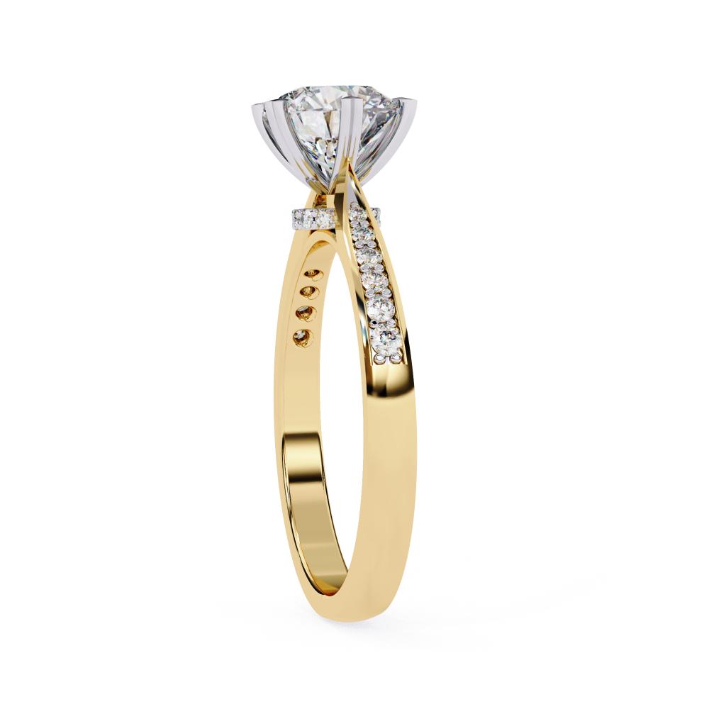 Round Cut Diamond Pavé Engagement Ring in Gold