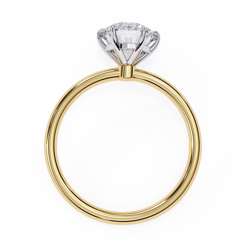 Solitaire diamond ring with Round and polished gold finish