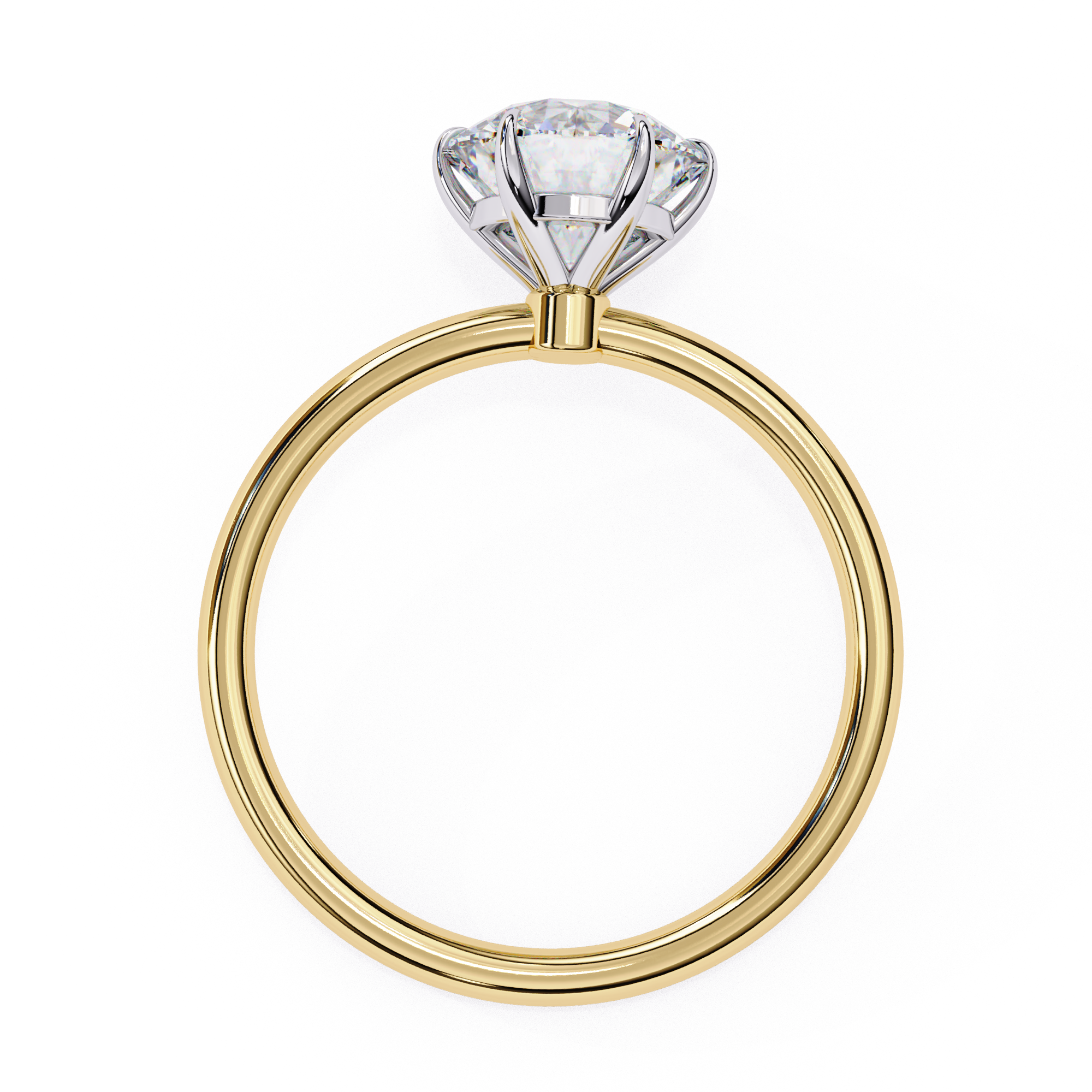 Solitaire diamond ring with Round and polished gold finish