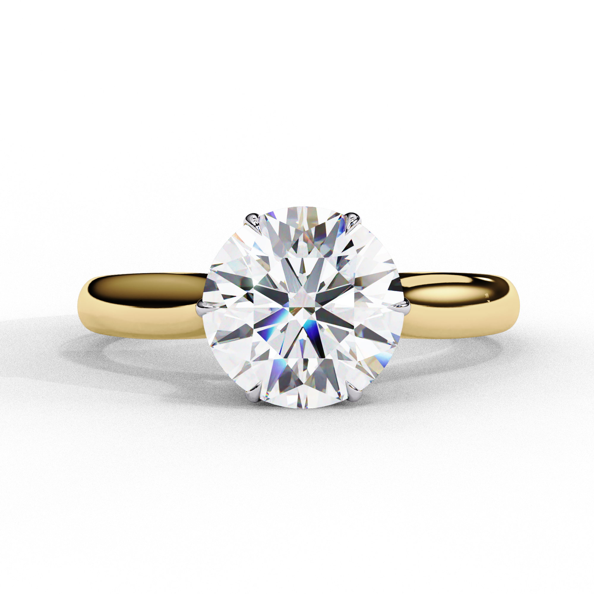Round diamond engagement ring in yellow gold