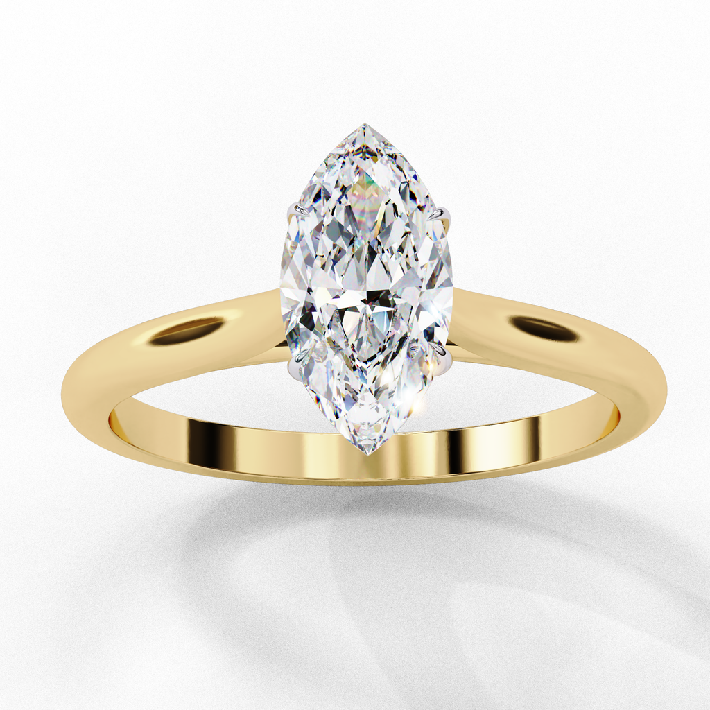 Bridal diamond ring with Marquise cut and pavé band detail
