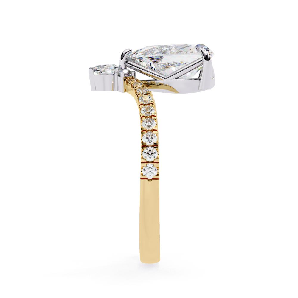 Pear Diamond Tiara Accent Pavé Engagement Ring in Gold