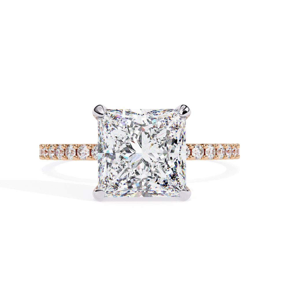 Princess Cut Diamond Engagement Ring Two-Tone in Rose Gold