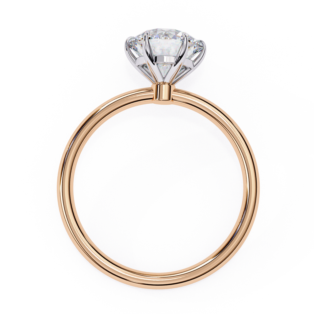 Solitaire diamond ring with Round and polished rose gold finish