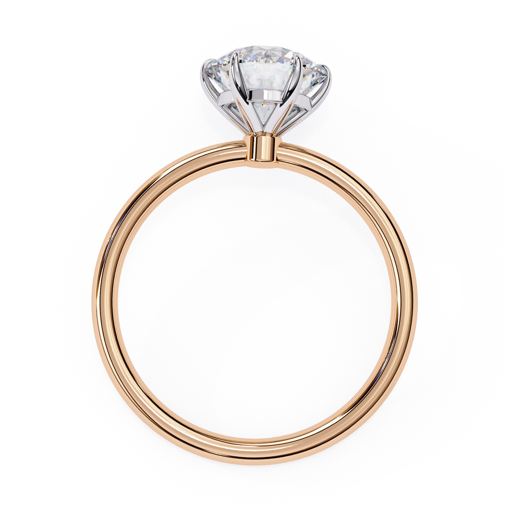 Solitaire diamond ring with Round and polished rose gold finish