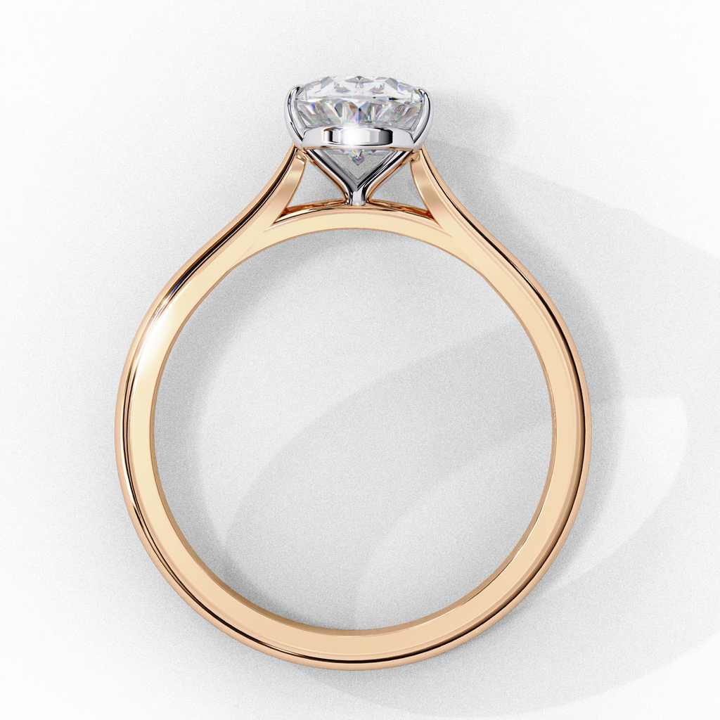 Solitaire diamond ring with Oval cut and polished rose gold finish