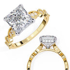 Affordable gold Princess Milgrain Cathedral solitaire ring