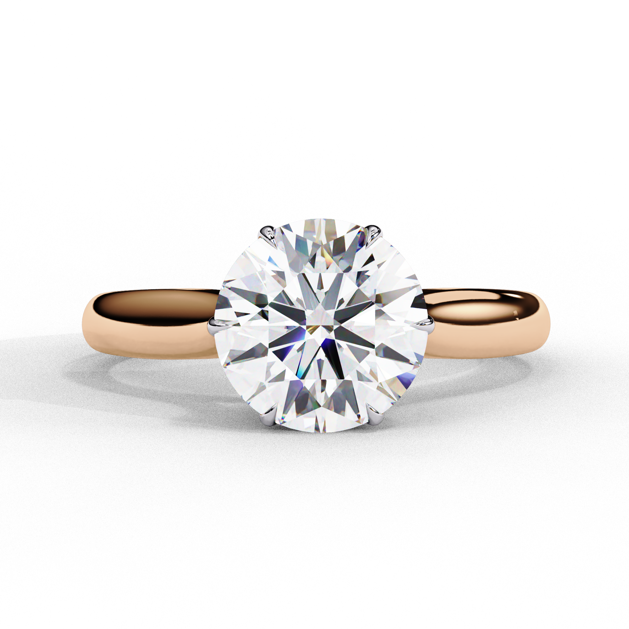 Round diamond engagement ring in Rose gold