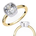 Lab Grown Bezel Emerald Cut Solitaire Diamond Engagement Ring in Gold