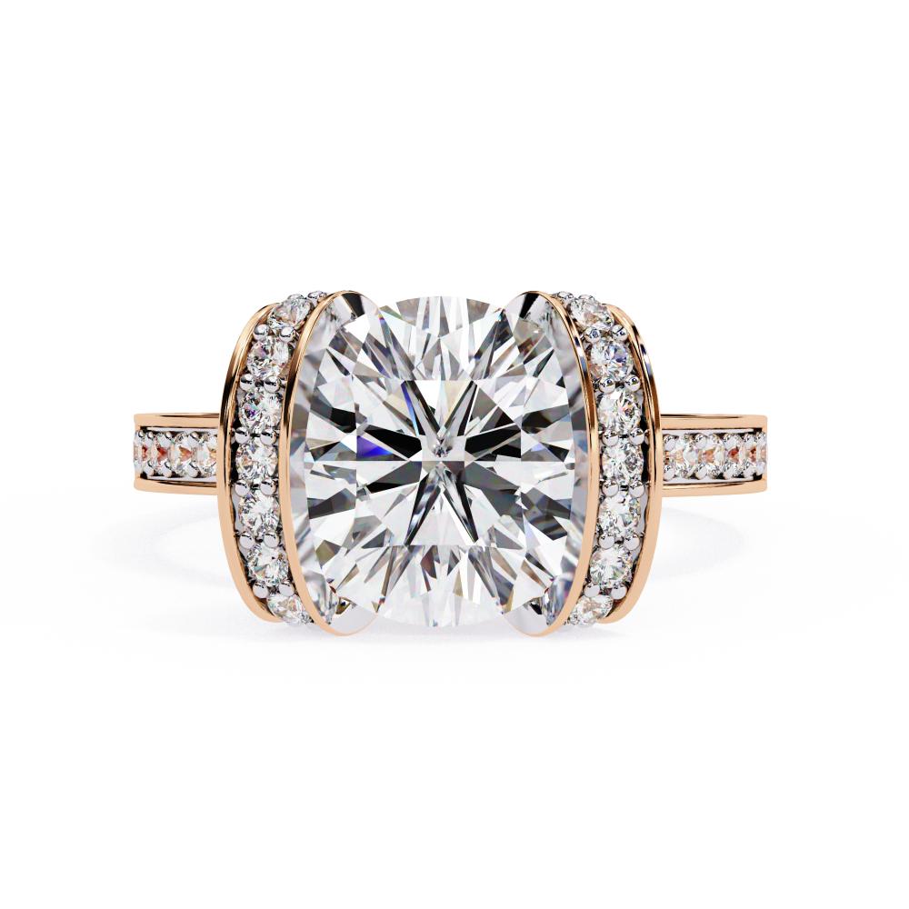 Round Diamond Ring with Double Halo Band in Rose Gold