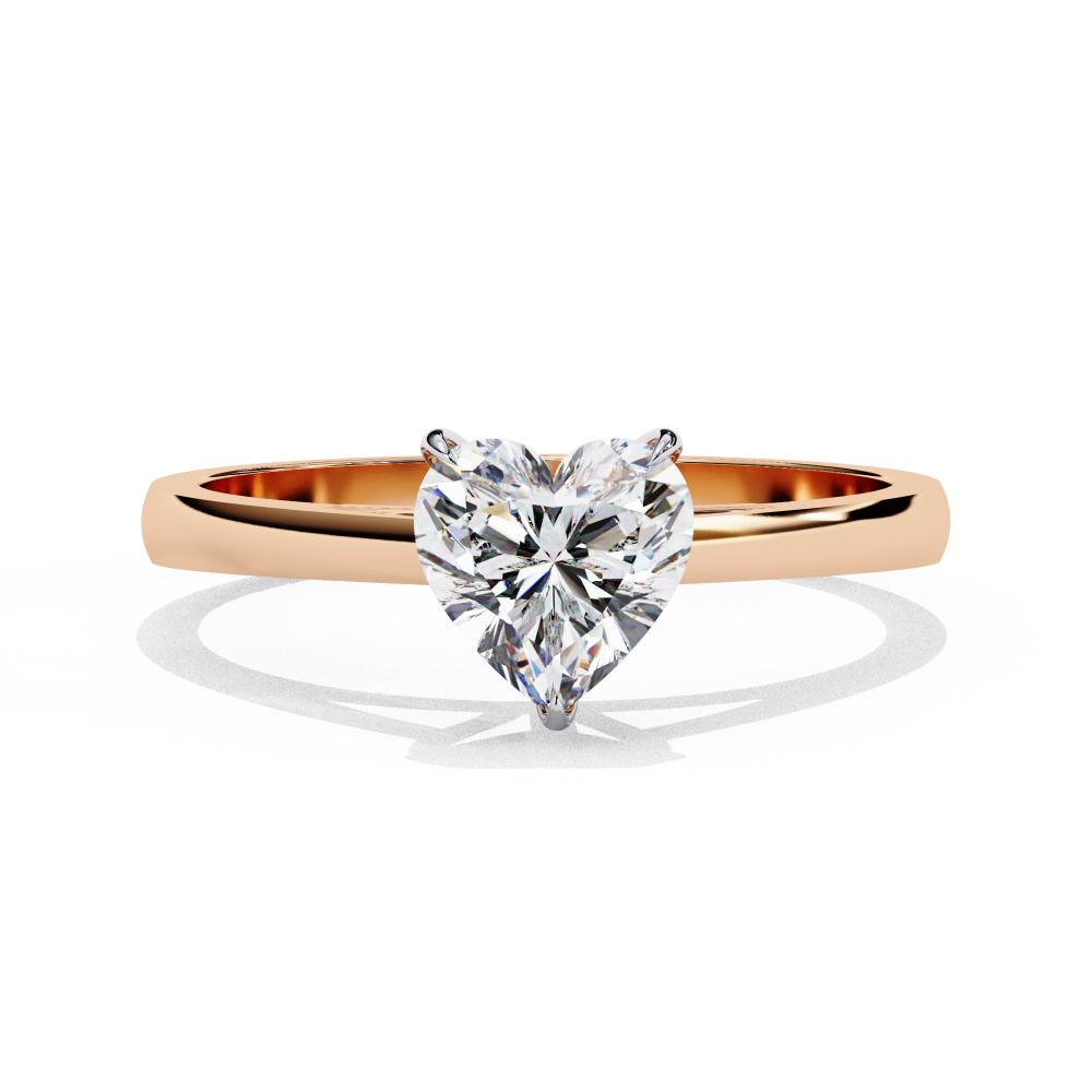 Minimalist rose gold engagement ring with heart diamond