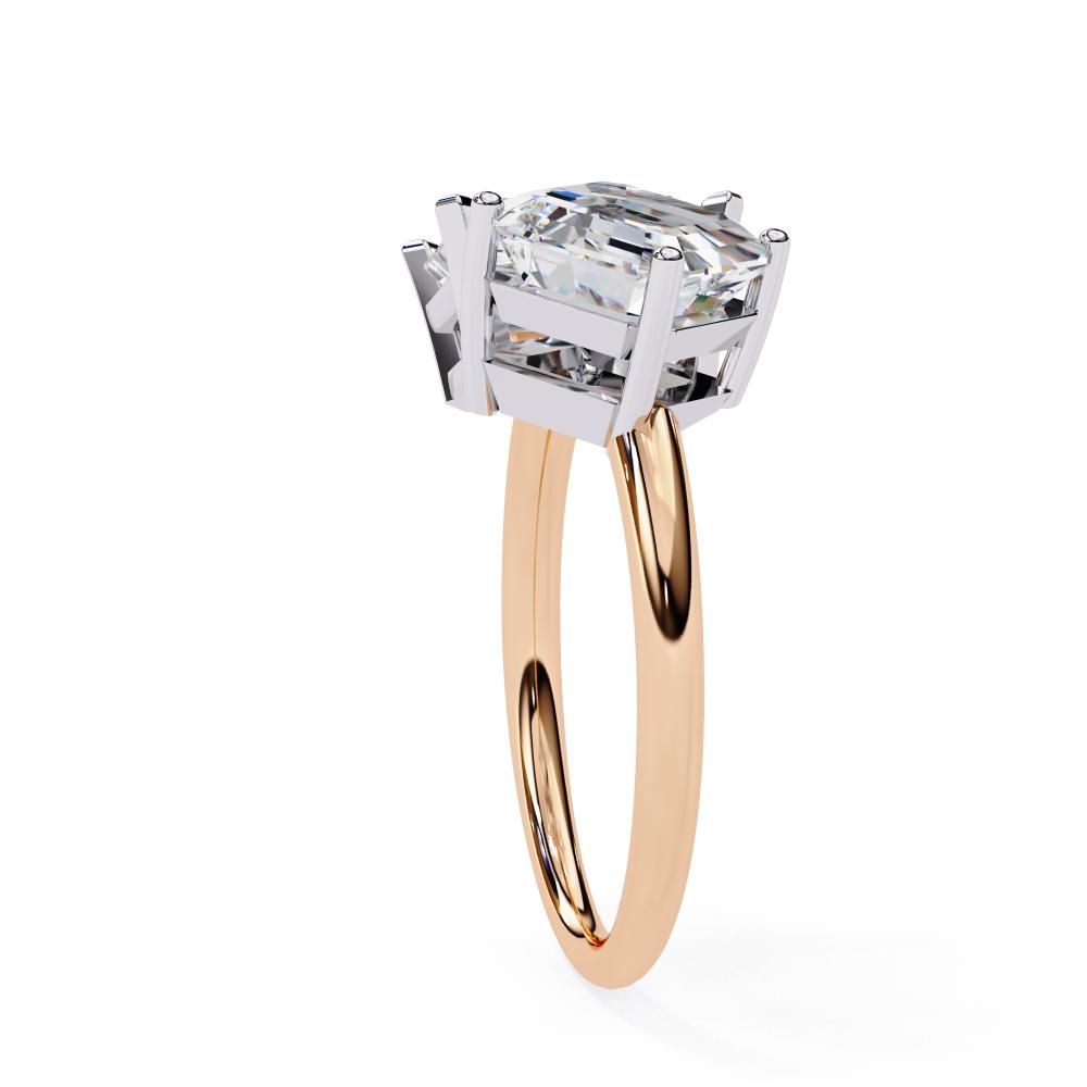 Affordable radiant and Asscher cut diamond Toi Et Moi ring in rose gold