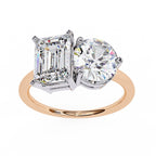 Emerald and round diamond Toi Et Moi engagement ring in Australia