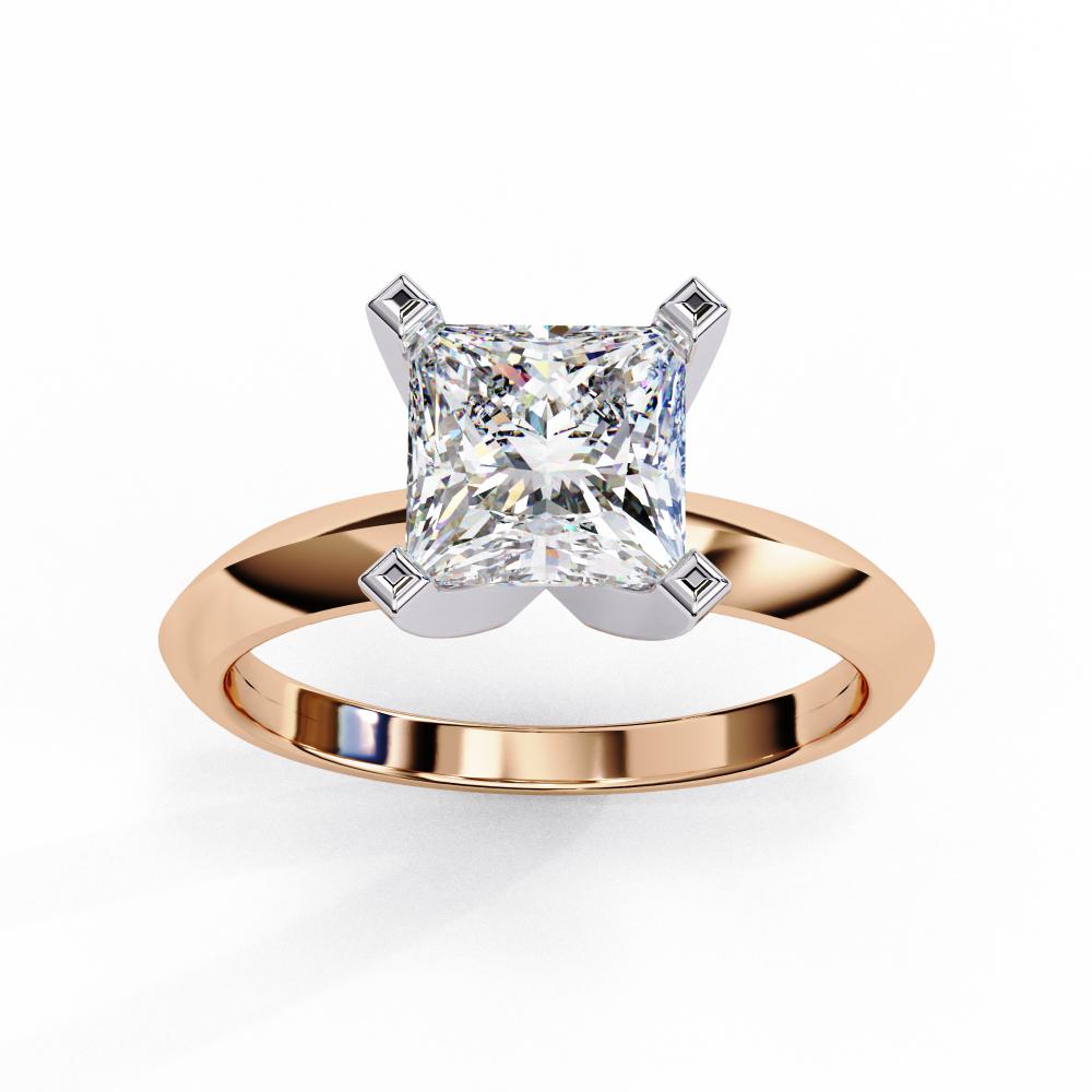 Princess Cut Solitaire Diamond Engagement Ring in Rose Gold