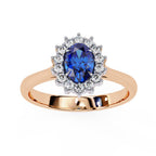 Diamond engagement ring with oval blue sapphire