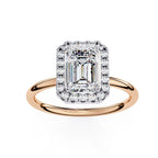 Luxury emerald cut diamond halo engagement ring