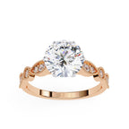Rose Gold solitaire ring with lab-grown round diamond – Milgrain Cathedral design