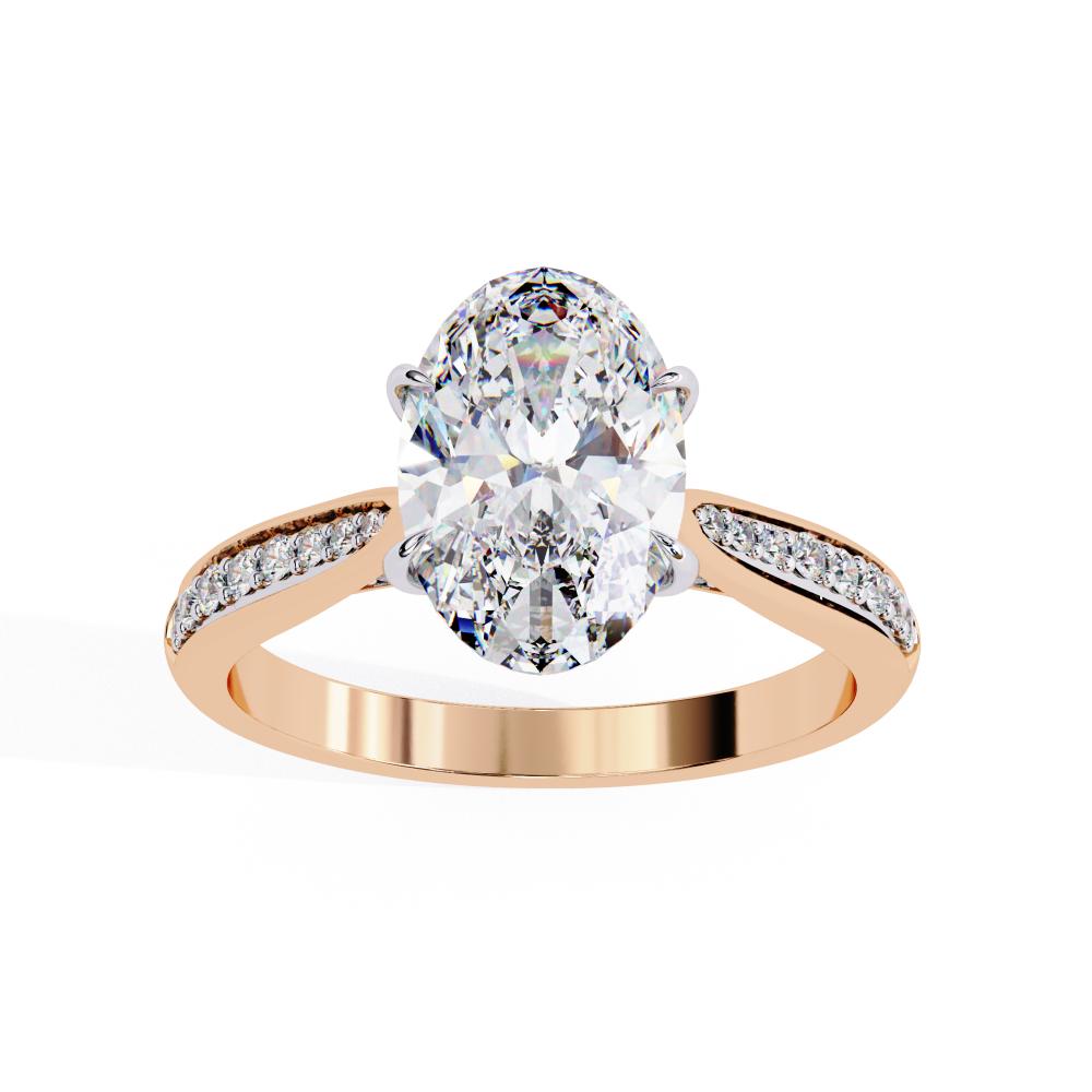 Oval Cut Diamond Pavé Engagement Ring in Gold