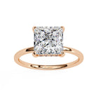 Square princess cut diamond solitaire ring rose gold