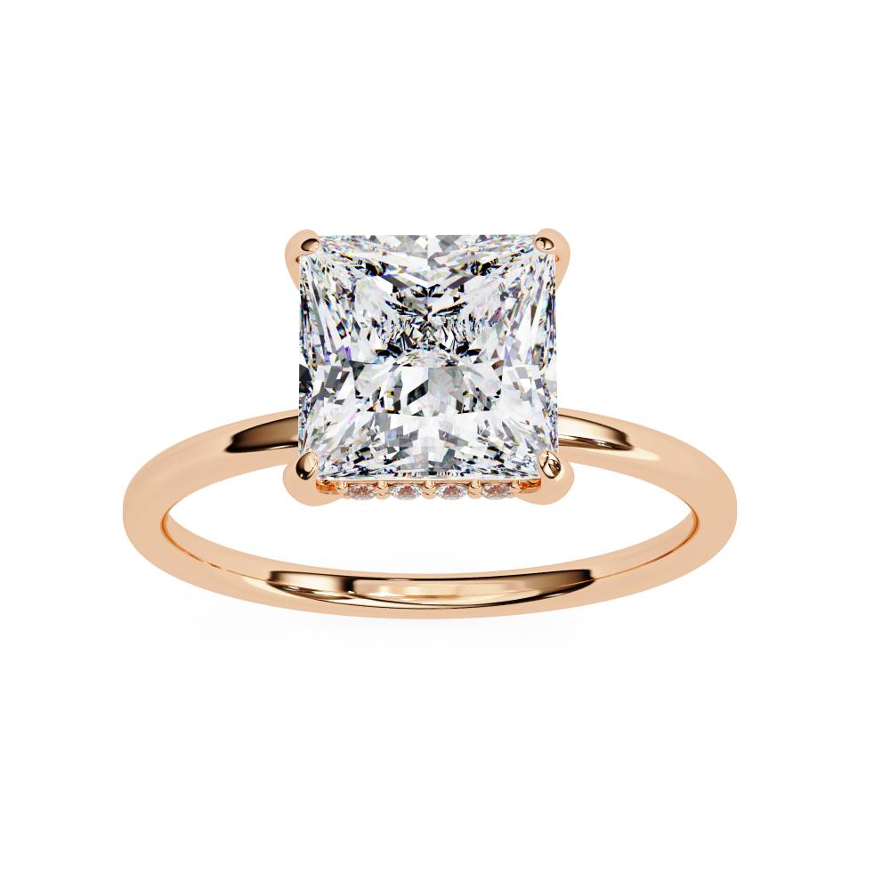 Square princess cut diamond solitaire ring rose gold