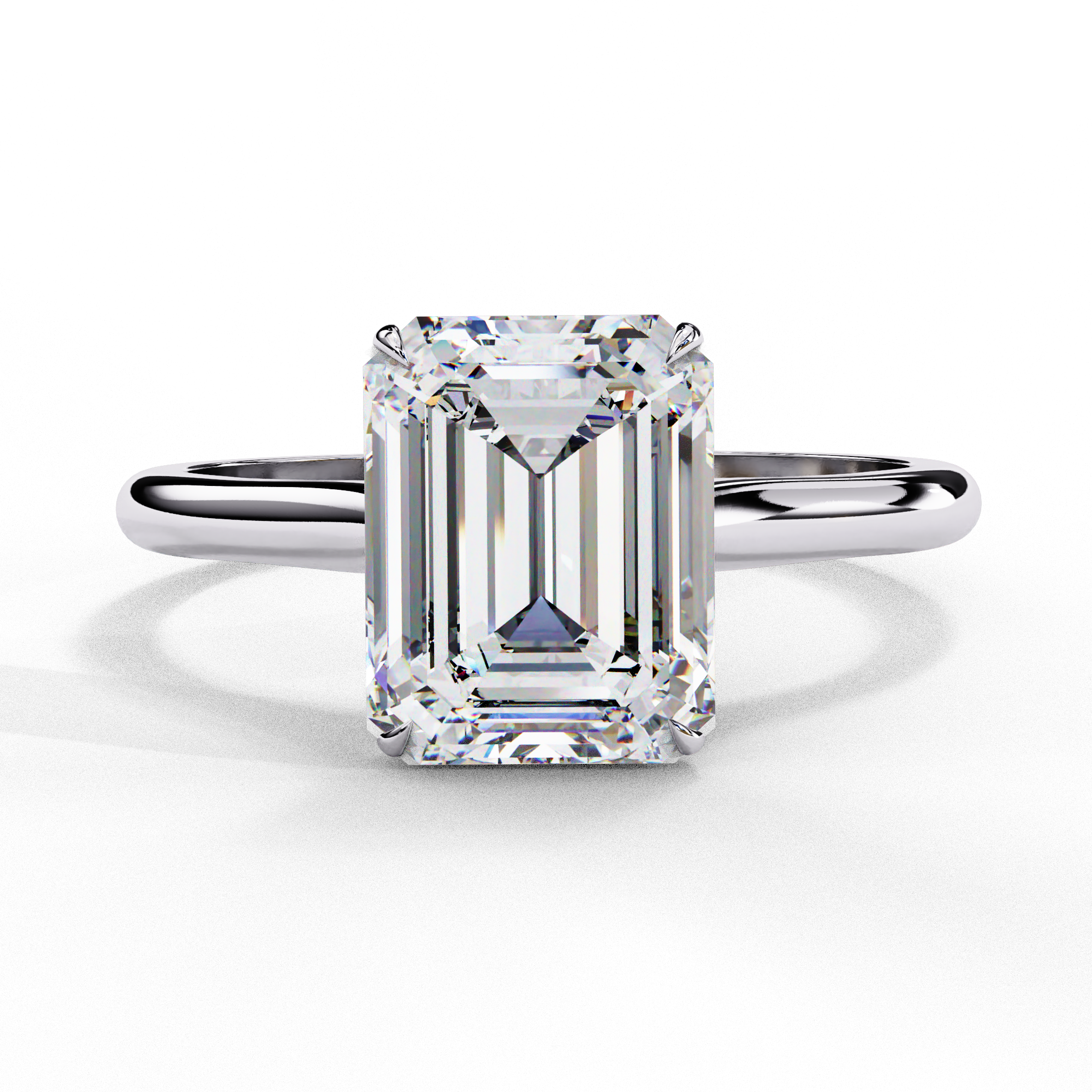 Emerald cut diamond engagement ring in White gold