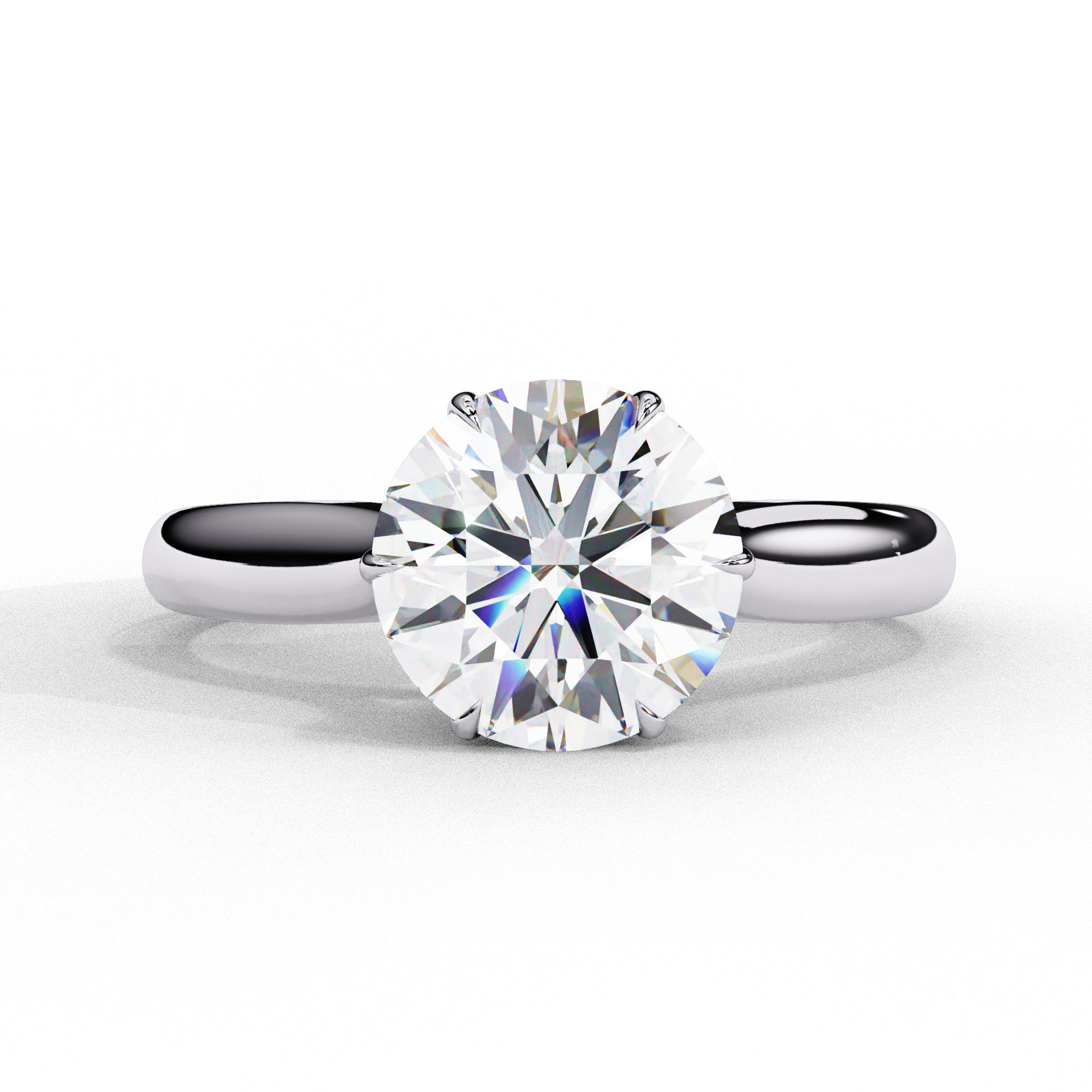 Round diamond engagement ring in White gold