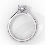 Solitaire diamond ring with Oval cut and polished white gold finish