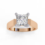 Rose Gold engagement ring featuring a princess cut solitaire diamond