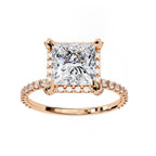 Two-layer sparkle princess diamond engagement ring