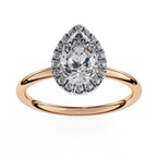 Luxury Pear cut diamond halo engagement ring