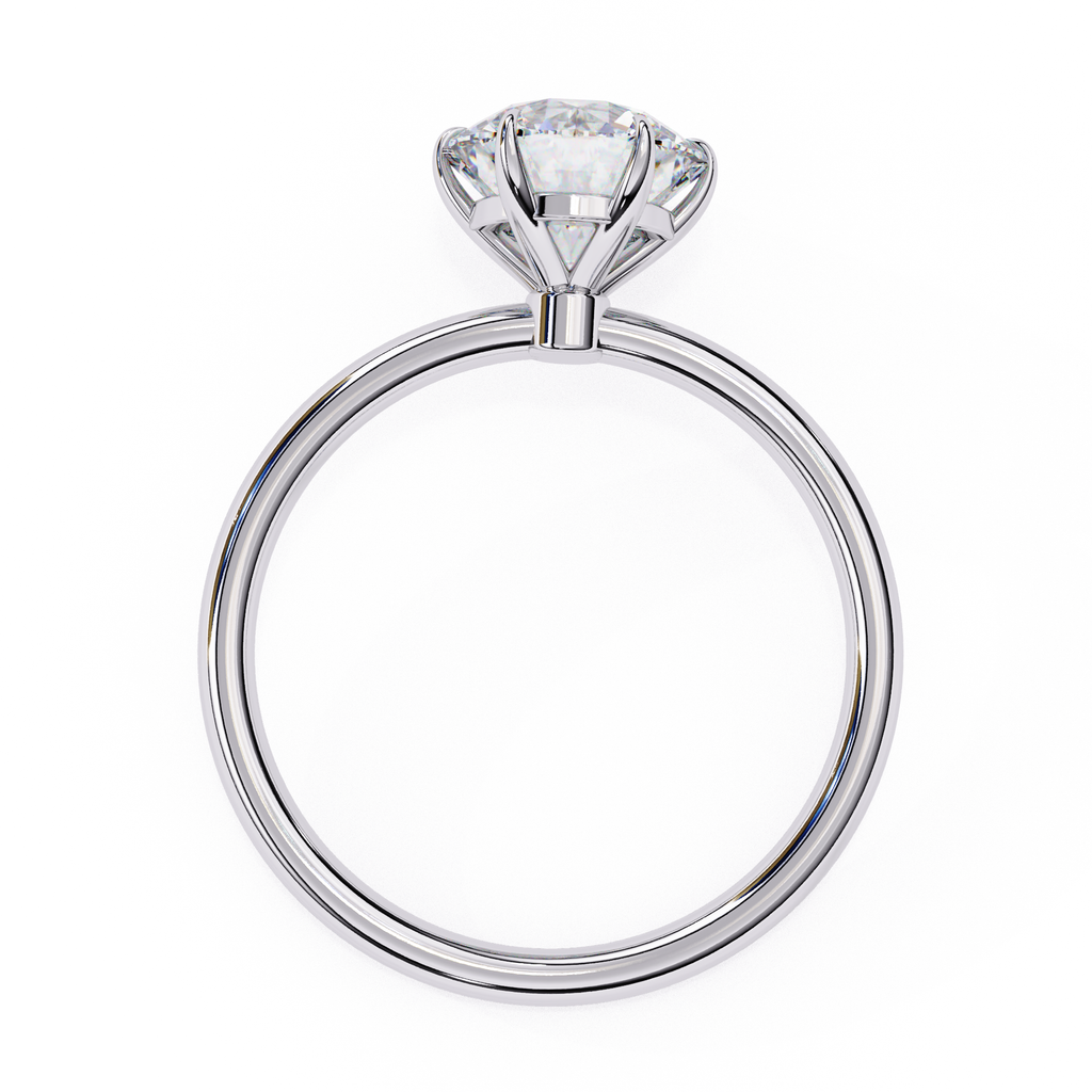 Solitaire diamond ring with Round and polished white gold finish