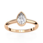 Bezel Pear Shape Solitaire Diamond Engagement Ring in Rose Gold