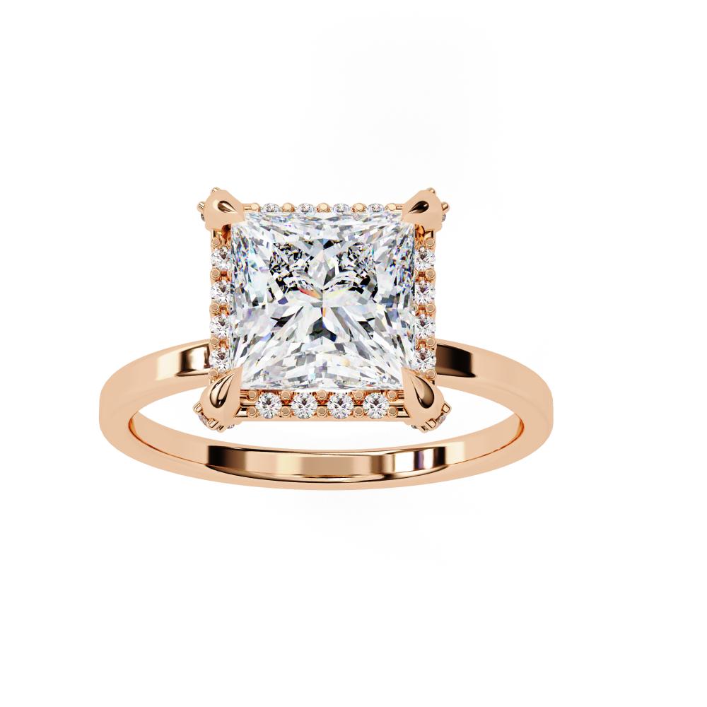Square princess cut diamond solitaire ring rose gold