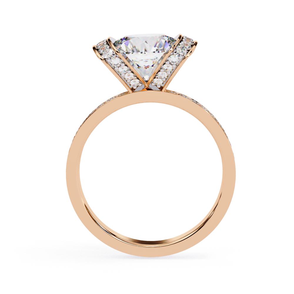 Round Diamond Ring with Double Halo Band in Gold
