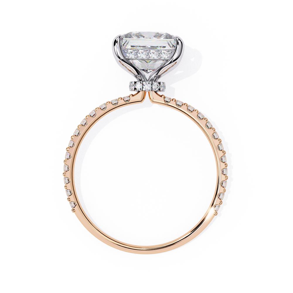 Luxury two tone rose gold princess diamond ring