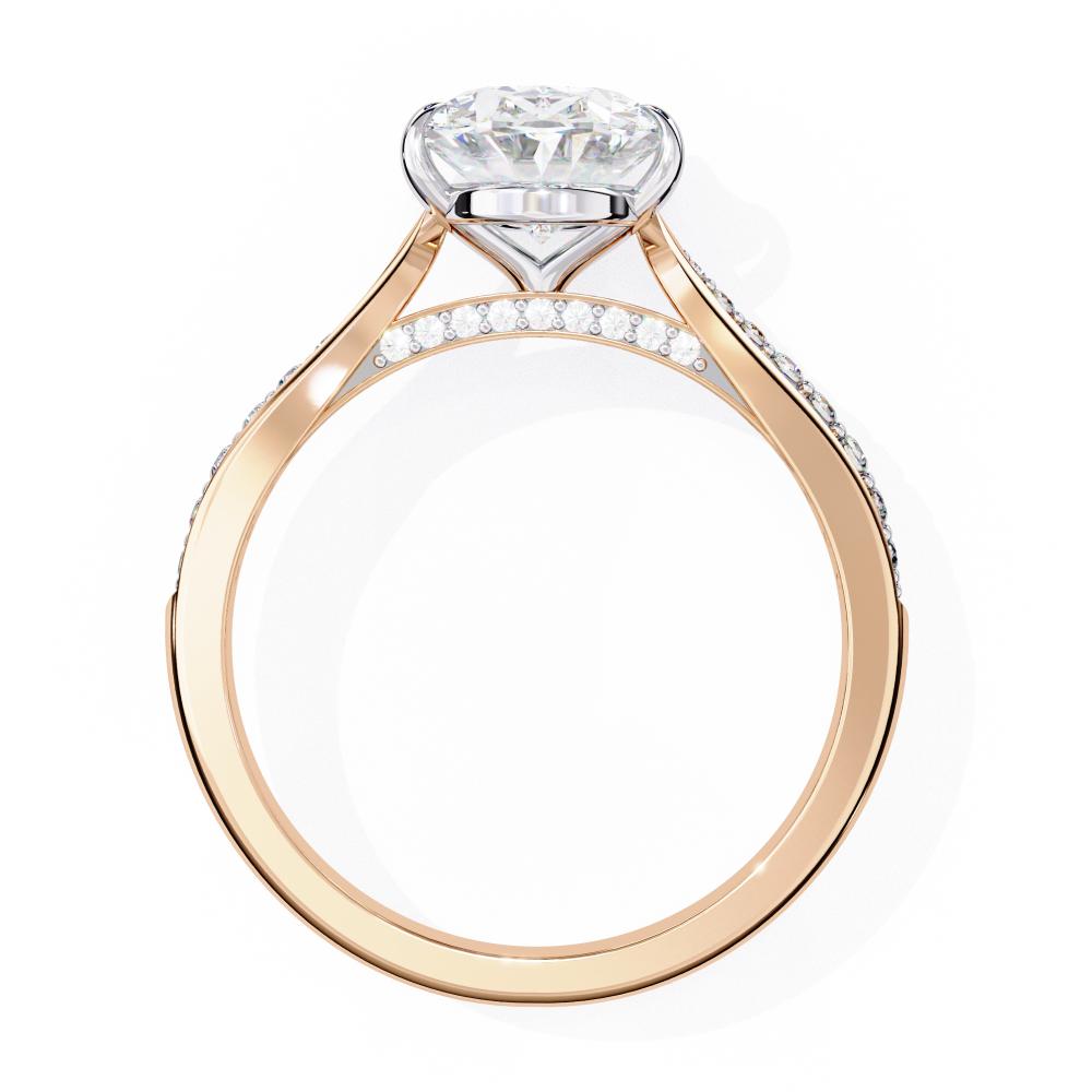 Oval Cut Diamond Pavé Engagement Ring in Gold